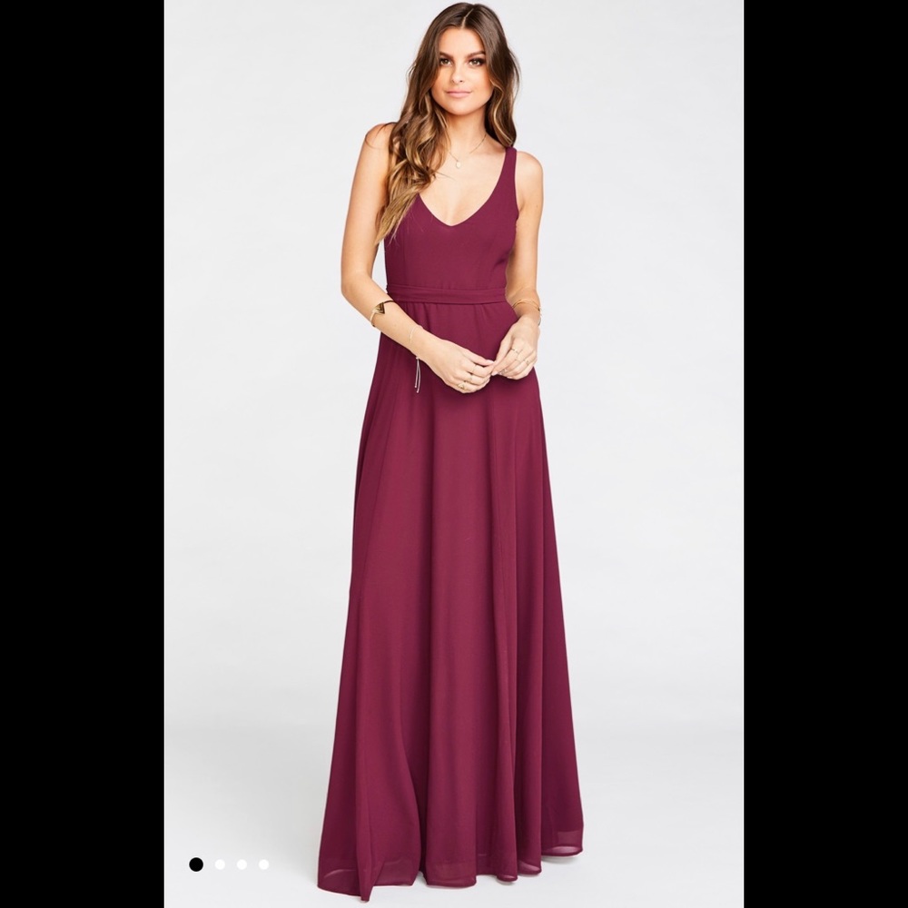NWT Show me your MuMu Jenn merlot shiffon bridesmaid maxi dress size lar…